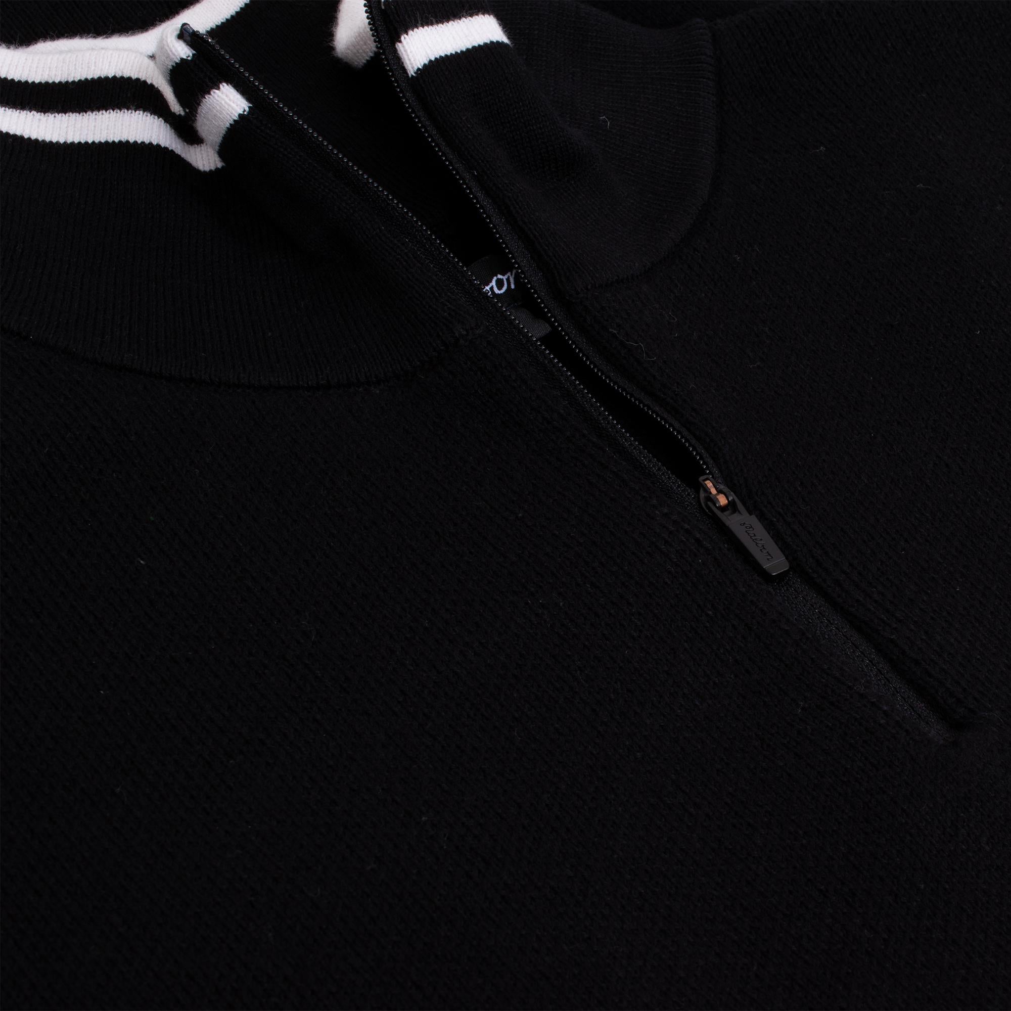 Malbon Golf Cooper Bucket Sorrel Knit Quarter Zip Sweater Black